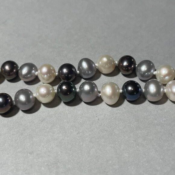 Pearl Double Strand Multicolor Pearl Knotted Bracelet Sterling Silver - Picture 4 of 6
